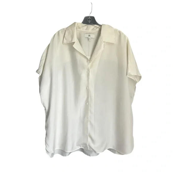 Banana Republic Silk Resort Shirt Cream XXL Women's Button-Up Top - Picture 3 of 7